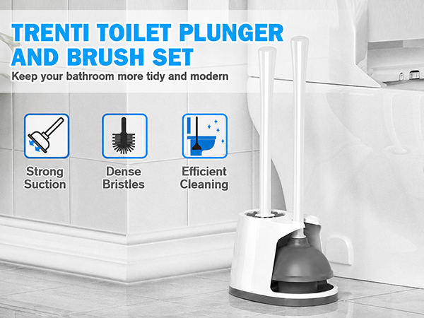 Toilet brush an plunger set