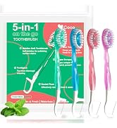 COCOBURI 5 in 1 Disposable Mini Toothbrushes on The go Toothbrush Portable Travel Toothbrush(Toot...