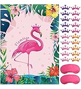 ASTARON Pin The Crown on The Flamingo, Flamingo Theme Party Game with 24 Crown Stickers for Kids ...