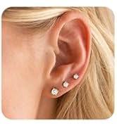 KELAIEN 3-5 Pairs Gold Stud Earrings for Women Trendy 925 Sterling Silver Stud Cartilage Earrings...