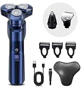 Electric Razor for Man, Rechargeable Wet & Dry Electric Shaver with Waterproof, Rotary Replacemen...