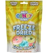 BEST PARTY EVER! Freeze Dried Candy Sour Rings, Crunchy Candy with Intense Taste, 1.9 oz, Pack of 2