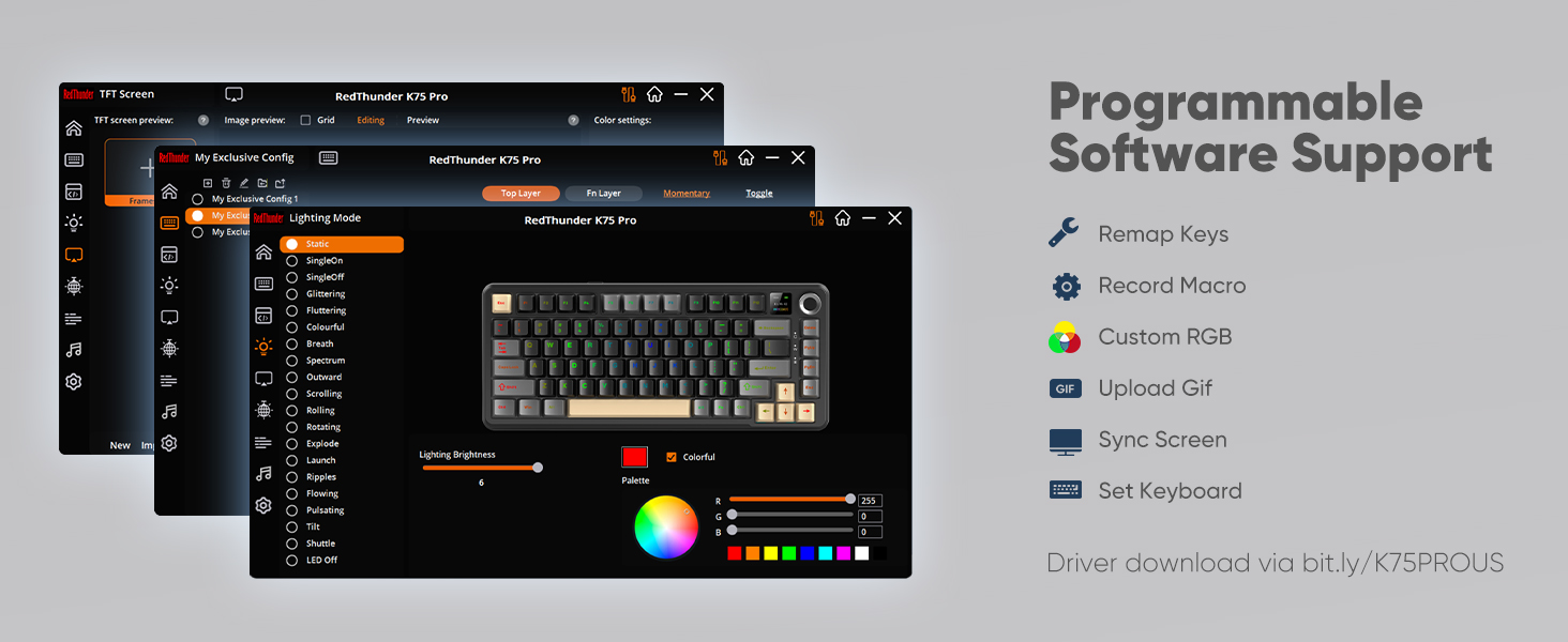 Programmable software interface for mechanical keyboard