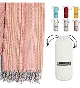 BAY LAUREL Turkish Beach Towel with Travel Bag 39 x 71 Quick Dry Sand Free Lightweight Large Over...