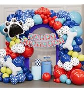 183Pcs Paw Balloon Arch Kit – Dog Bone & Paw Print Balloons and Happy Birthday Banner for Dog Bir...