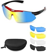 Hurdilen Polarized Cycling Sunglasses for Men Women, 5 Lenses UV Protection Anti-Glare Glasses fo...