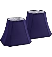 GO&SO Rectangular Blue Lamp Shades Square Cut Corner, 8x14x11 Inch Medium Table Lamp Shades, Natu...