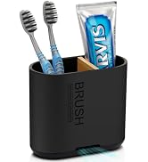 Chintu Toothbrush and Toothpaste Holder with Bamboo Divider for Bathroom Countertop Organizer, De...