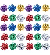 50 Pcs Colorful 1 Inch Gift Bows Christmas Bows Metallic Star Bows Party Gifts Wrapping Bows Adhe...