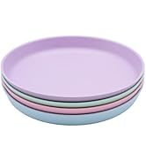 WeeSprout Bamboo Plates, Set of 4, Kid-Sized Dinnerware, Dishwasher Safe Melamine Dishware (Paste...