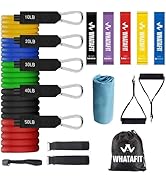 WHATAFIT Resistance Bands, Exercise Bands, Workout Bands with Handles, Door Anchor and Ankle Stra...