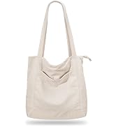 Iioscre Corduroy Tote Bag for Women,Tote Bag with Zipper,Large Capacity Casual Shoulder Handbags ...