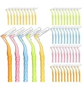 Interdental Brushes, 5 Sizes Braces Brush Set Soft Dental Brushes with Non-Slip Handle Angled Hea...