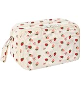 WOBAGMEN Cute Pencil Case,Large Corduroy Zippered Pencil Case Pouch, aesthetic Pencil Bag with Co...