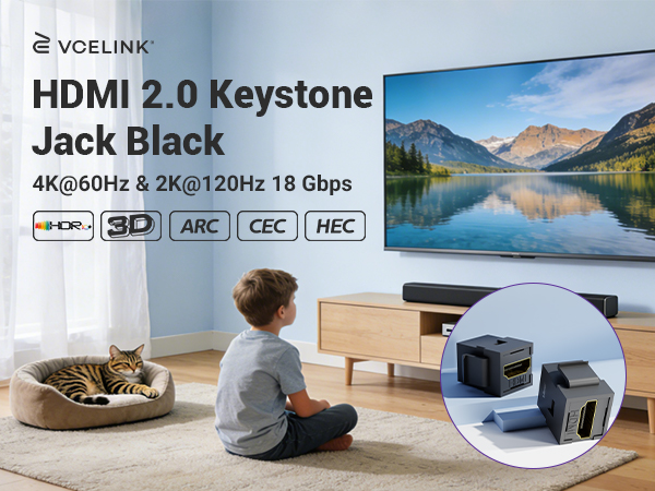HDMI 2.0 Keystone Jack black
