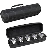 Juntan 5 Slots Hard Watch Travel Case, Portable Nylon Zipper Storage Organizer Box for Men Women ...