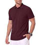 PEGENO Mens Polo Shirts Short Sleeve Golf Shirts Moisture Wicking Athletic Casual Polo Shirts