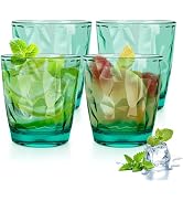 Topsky 10 oz Plastic Water Tumblers | Set of 4 Transparent Unbreakable Drinking Glasses Clear Acr...