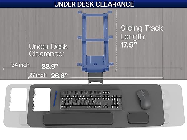 Under desk keyboard tray slide out Keyboard tray pull out Keyboard desk attachment wrist rest