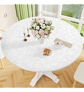 Smiry Waterproof Heavy Duty Vinyl Fitted Tablecloth for 45"-56" Round Table | Elastic Plastic Tab...