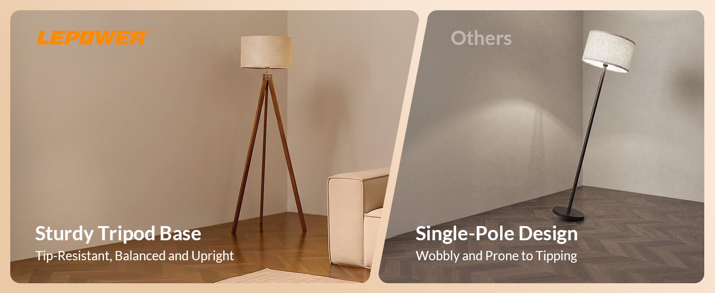 floor lamp for living room mid century standing lamp modern wood rustic for bedroom office dorm