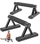 SELEWAERE Parallettes Floor Workout Push Up Handles Non-Slip Pushup Bars Handstand Bars for Calis...