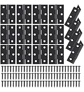 Performore 16 Pack of 1.75 x 1.25 Inch Hinges, 6-Hole Square Corners Black Stainless Steel Hinges...
