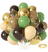 Sage Green Brown Balloons Set,50pcs 12inch Retro Green Dark Brown Nude Conffee Balloon and Tan Me...