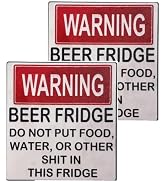 2Pcs Warning Beer Fridge Magnet Funny Warning Sign Beer Stickers Magnet Stickers DO NOT Put Food,...