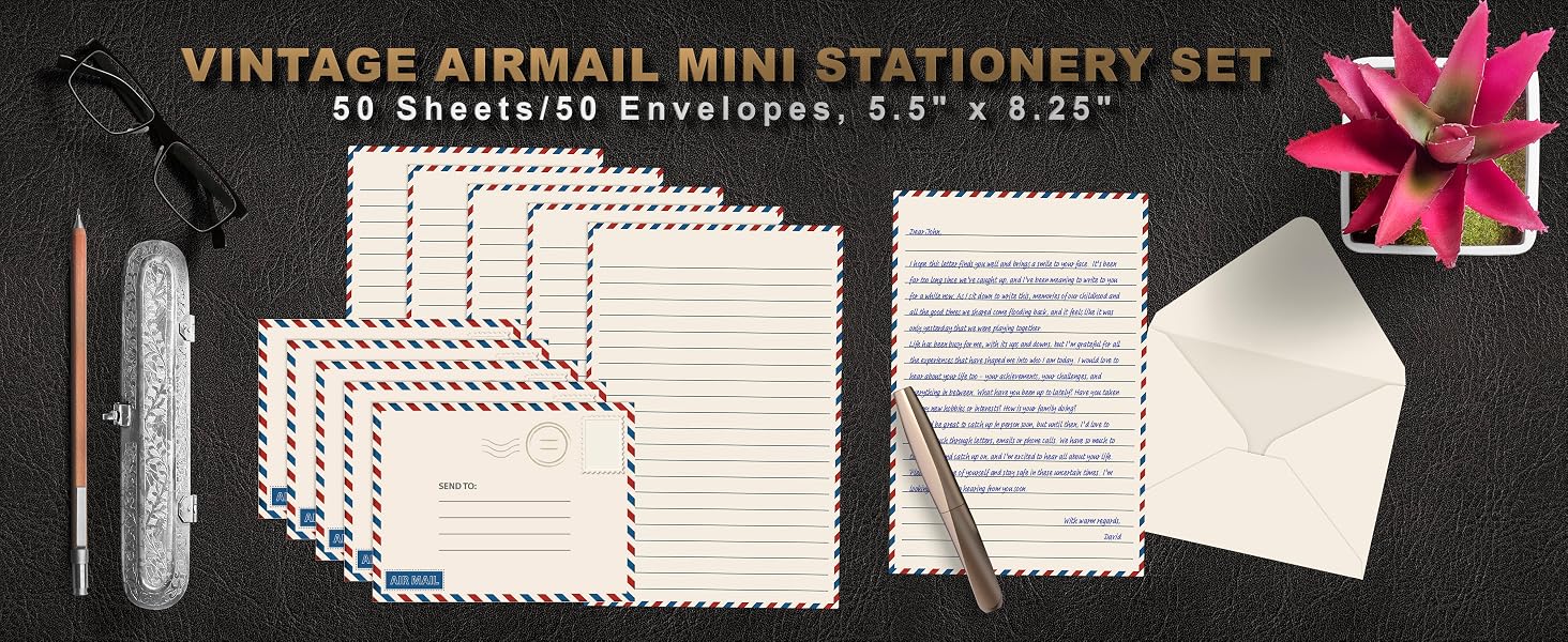 Vintage Airmail mini Stationery Set