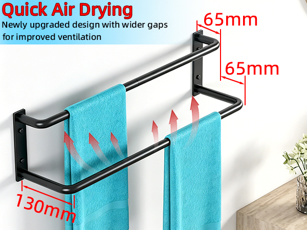 Double Towel Bar, 24 Inch Towel Rack for Bathroom Wall Mounted
