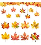 Adeyoo Fall Hanging Decorations, Maple Leaf Hanging Decor for Home | 8 Pcs Hanging Fall Leaves wi...