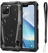 Mitywah for iPhone 14 Case with Buckle, IP68 Waterproof Military Metal Case with Built-in Screen ...