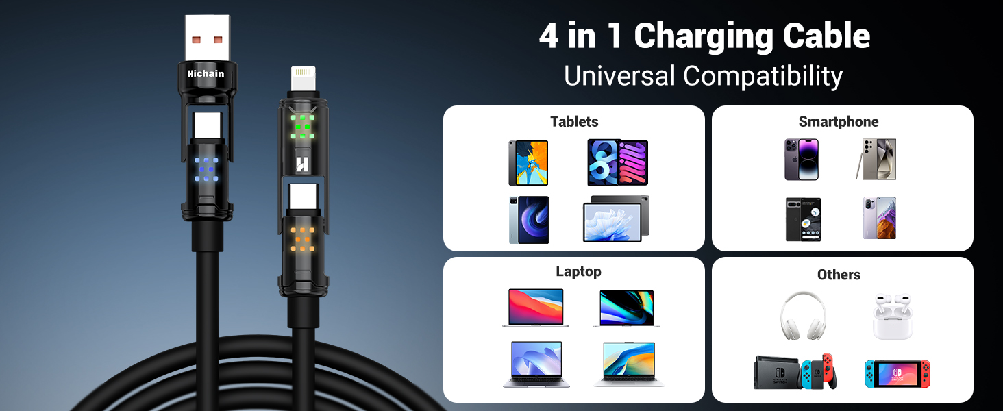 fast charger iphone 4-in-1 usb charging cable fast charging max 100w