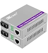 XZSNET A Pair of Gigabit SC to RJ45 Converter, Multi-Mode Fiber to Ethernet Media Converter (Buil...