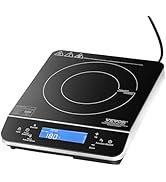 VEVOR Portable Electric Cooktop, 1800W Induction Burner with 9 Temp Settings, Countertop Hot Plat...