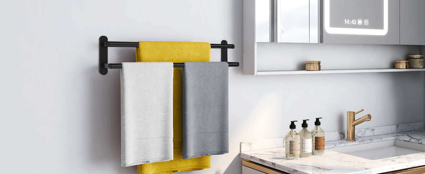 double towel bar for bathroom wall