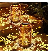 ODEETRONIC Hummingbird Lantern Lights 2 Packs, Hanging Metal Lanterns for Garden Decor, Warm White