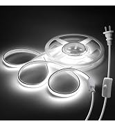 Waterproof COB LED Light Strips Outdoor AC 110V Plug in with Switch LED Rope Lights Self-Adhesive...