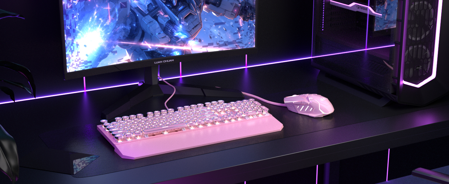 pink keyboard and mouse