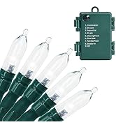 LOENDE Christmas Lights Battery Operated String Lights 50-Count 8 Modes Clear Green Wire LED Mini...
