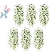 UV Resistant Hanging Artificial Morning Glory Vine Flowers for Outdoors, White Faux Flowers for O...