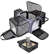 BAGLHER Expandable Cat Carrier with Travel Litter Box, Pet Travel 5 Sides Open Doors 3 Sides, Lea...