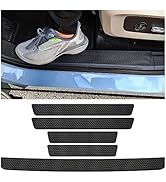 5PCS Car Door Sill Protector,Carbon Fiber Threshold/Rear Bumper Guard Anti-Scratch Sticker Door E...