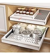 Seinloes 2 Pack Pull Out Cabinet Organizer With Raising Pad for Framed Cabinets,Expandable Width ...