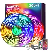 KSIPZE 200ft (2 Rolls of 100 ft) Led Strip Lights RGB Music Sync Color Changing Bluetooth Led Lig...
