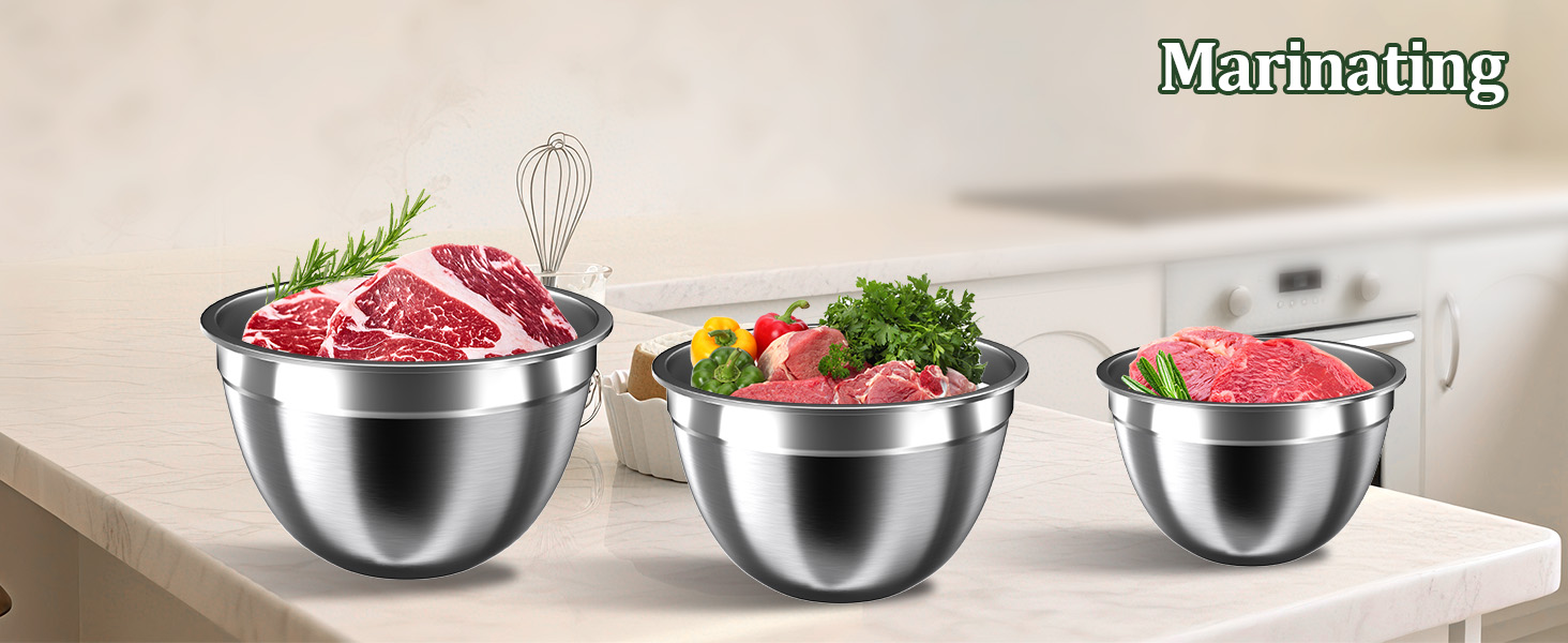 stainless mixing bowls with lids set