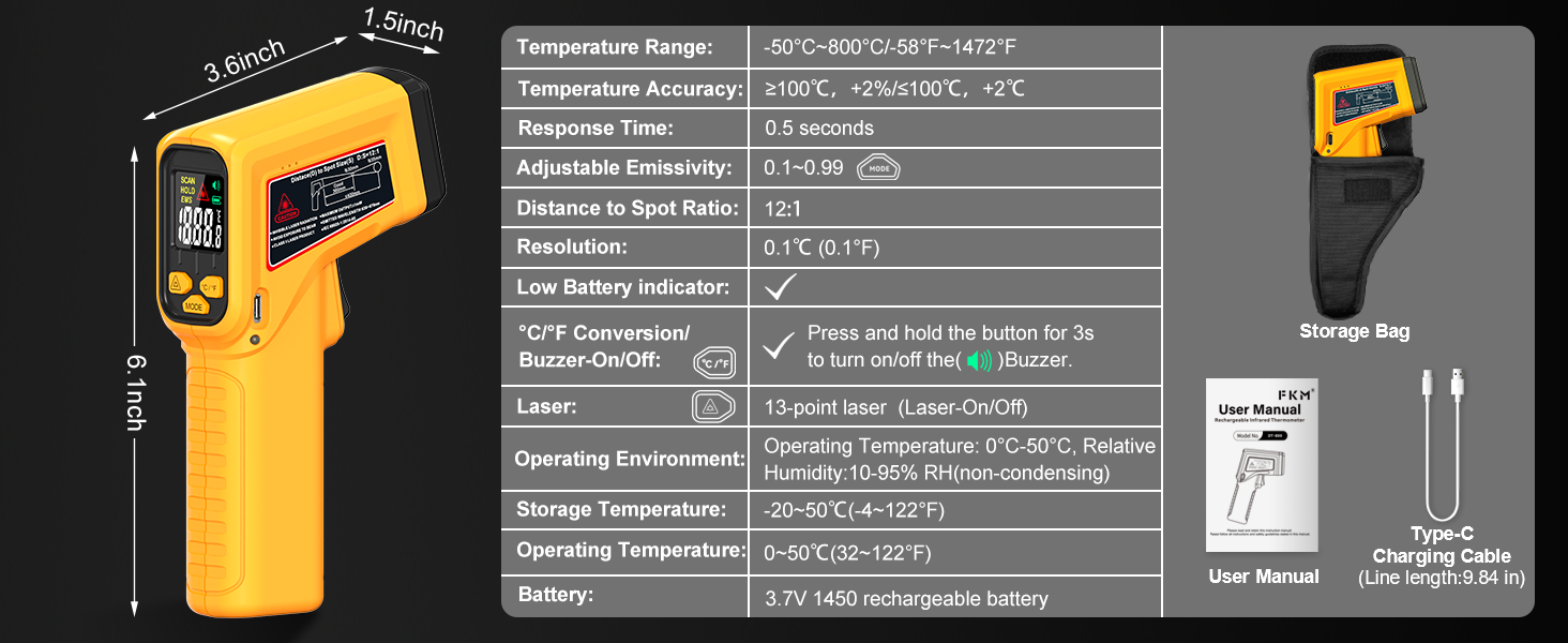 surface thermometer,digital infrared thermometer gun