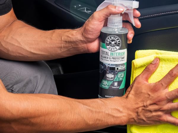 Total Interior Cleaner safely removes dust from vents and door panels
