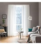 MIULEE 2 Panels Solid Color White Sheer Window Curtains Elegant Window Voile Panels/Drapes/Treatm...